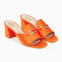 The Fashion Project Mules σατέν σε καρέ γραμμή Tfp - Πορτοκαλί -Γόβες Εκπτώσεις mules saten tfp se kare grammi 100567 31wb