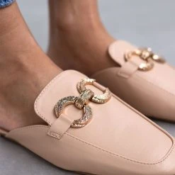 The Fashion Project Mules Flat σε καρέ γραμμή - Πούρο -Γόβες Εκπτώσεις mules se kare grammi xwris takouni 100117 5g8e