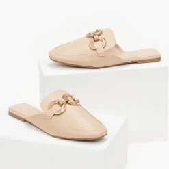 The Fashion Project Mules Flat σε καρέ γραμμή - Πούρο -Γόβες Εκπτώσεις mules se kare grammi xwris takouni 100117 z97s