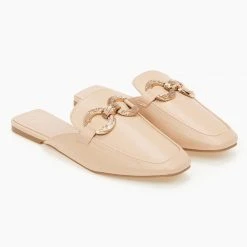 The Fashion Project Mules Flat σε καρέ γραμμή - Πούρο -Γόβες Εκπτώσεις mules se kare grammi xwris takouni 100117 znm5