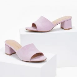 The Fashion Project Mules Suede με φαρδιά φάσα - Λιλά -Γόβες Εκπτώσεις mules suede me fardia fasa 100887 0t3a