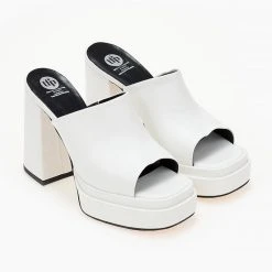 Mules με χοντρό ιδιαίτερο τακούνι Tfp - Λευκό -Γόβες Εκπτώσεις mules tfp me xontro idiaitero takouni 103965 f39b