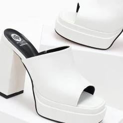 Mules με χοντρό ιδιαίτερο τακούνι Tfp - Λευκό -Γόβες Εκπτώσεις mules tfp me xontro idiaitero takouni 103965 ybrk