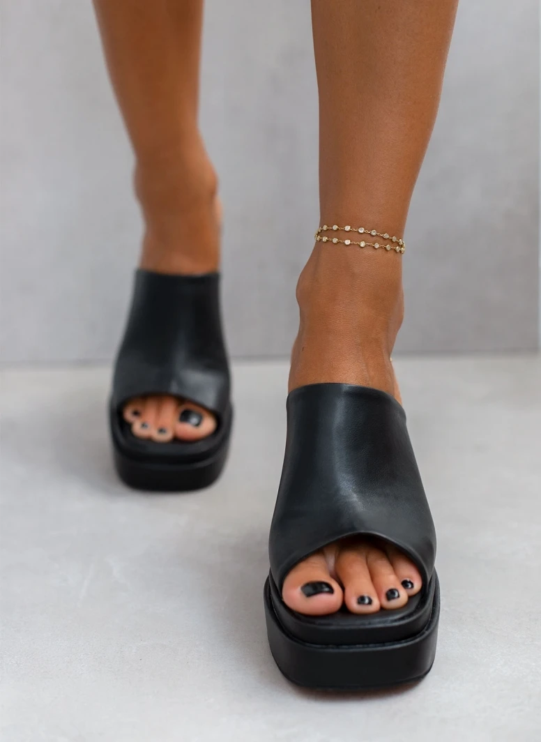 Mules με χοντρό ιδιαίτερο τακούνι Tfp - Μαύρο 7 Mules με χοντρό ιδιαίτερο τακούνι Tfp - Μαύρο - Image 7
