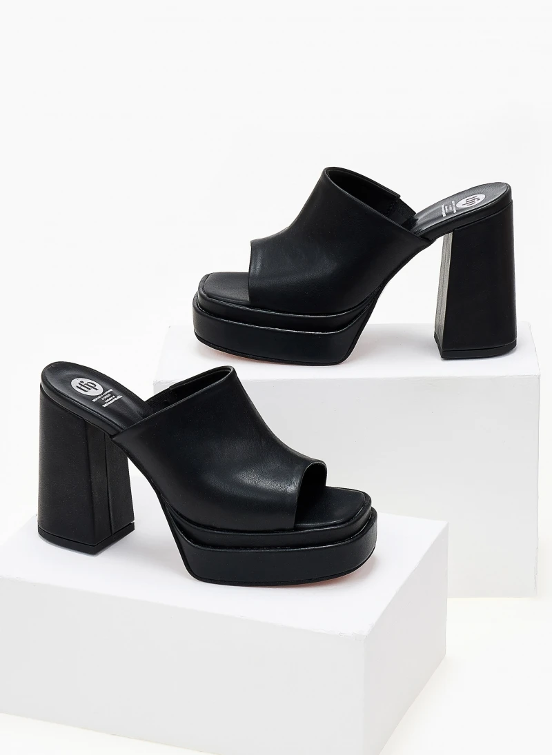 Mules με χοντρό ιδιαίτερο τακούνι Tfp - Μαύρο 2 Mules με χοντρό ιδιαίτερο τακούνι Tfp - Μαύρο - Image 2