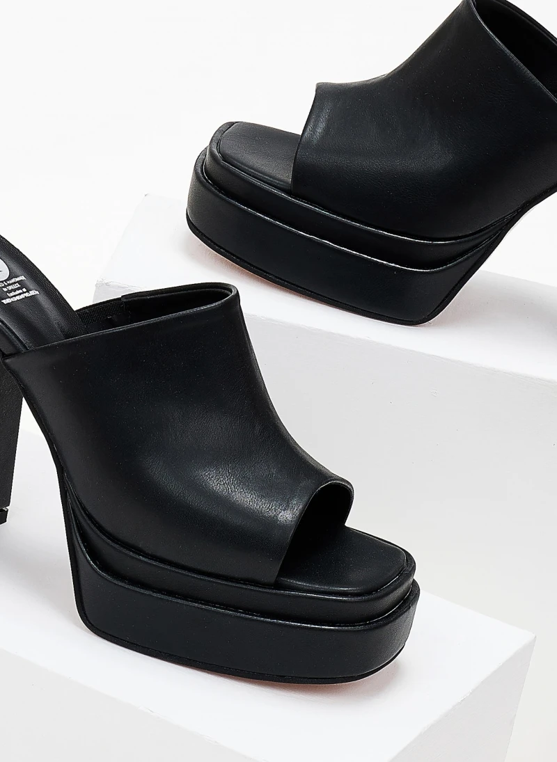 Mules με χοντρό ιδιαίτερο τακούνι Tfp - Μαύρο 3 Mules με χοντρό ιδιαίτερο τακούνι Tfp - Μαύρο - Image 3