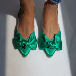 IRIS Mules σατέν με φιόγκο Tfp - Σμαραγδί -Γόβες Εκπτώσεις mules tfp saten me fiogko 102670 00cb