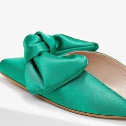 IRIS Mules σατέν με φιόγκο Tfp - Σμαραγδί -Γόβες Εκπτώσεις mules tfp saten me fiogko 102670 30eo