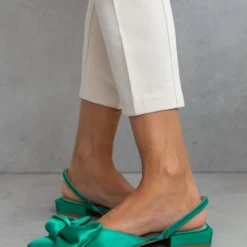 IRIS Mules σατέν με φιόγκο Tfp - Σμαραγδί -Γόβες Εκπτώσεις mules tfp saten me fiogko 102670 vy05