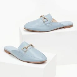 The Fashion Project Mules κλειστά με εξωτερική ραφή - Γαλάζιο -Γόβες Εκπτώσεις mules xwris takouni me ekswteriki rafi 99996 etfx