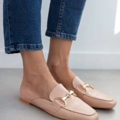The Fashion Project Mules Flat με μεταλλικό διακοσμητικό - Nude