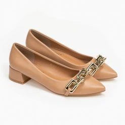 The Fashion Project Γόβες μυτερές με χαμηλό τακούνι - Κάμελ -Γόβες Εκπτώσεις mutera govakia me xamilo takouni 95513 bdwt