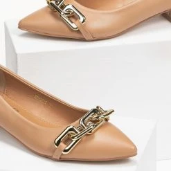 The Fashion Project Γόβες μυτερές με χαμηλό τακούνι - Κάμελ -Γόβες Εκπτώσεις mutera govakia me xamilo takouni 95513 loju