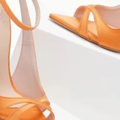 Estil Πέδιλα σατέν μυτερά Tfp - Πορτοκαλί -Γόβες Εκπτώσεις mutera saten pedila 105057 tk8h