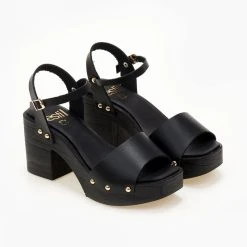 Πέδιλα δερμάτινα Estil με ξύλινη σόλα - Μαύρο 6 Πέδιλα δερμάτινα Estil με ξύλινη σόλα - Μαύρο -Γόβες Εκπτώσεις pedila dermatina estil me ksulini sola 105421 kk3x 1