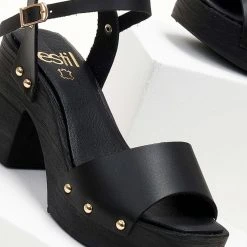 Πέδιλα δερμάτινα Estil με ξύλινη σόλα - Μαύρο 7 Πέδιλα δερμάτινα Estil με ξύλινη σόλα - Μαύρο -Γόβες Εκπτώσεις pedila dermatina estil me ksulini sola 105421 ugx7 1