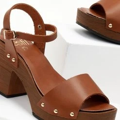 Πέδιλα δερμάτινα Estil με ξύλινη σόλα - Ταμπά 5 Πέδιλα δερμάτινα Estil με ξύλινη σόλα - Ταμπά -Γόβες Εκπτώσεις pedila dermatina estil me ksulini sola 105563 0soi