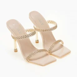 The Fashion Project Πέδιλα διαφάνεια με μεταλλικό τακούνι - Μπεζ -Γόβες Εκπτώσεις pedila diafaneia me metalliko takouni 104672 5jys