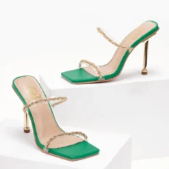 The Fashion Project Πέδιλα διαφάνεια με στριφτή αλυσίδα - Πράσινο -Γόβες Εκπτώσεις pedila diafaneia me strifti alusida 104800 36al