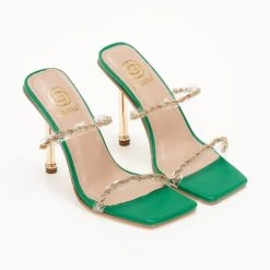 The Fashion Project Πέδιλα διαφάνεια με στριφτή αλυσίδα - Πράσινο -Γόβες Εκπτώσεις pedila diafaneia me strifti alusida 104800 d4ew