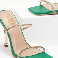 The Fashion Project Πέδιλα διαφάνεια με στριφτή αλυσίδα - Πράσινο -Γόβες Εκπτώσεις pedila diafaneia me strifti alusida 104800 tdh1 1