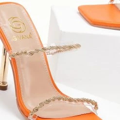 The Fashion Project Πέδιλα διαφάνεια με στριφτή αλυσίδα - Πορτοκαλί -Γόβες Εκπτώσεις pedila diafaneia me strifti alusida 104801 5fsp 1