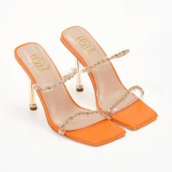 The Fashion Project Πέδιλα διαφάνεια με στριφτή αλυσίδα - Πορτοκαλί -Γόβες Εκπτώσεις pedila diafaneia me strifti alusida 104801 s070