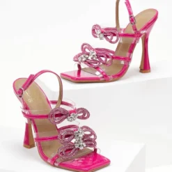 The Fashion Project Πέδιλα διαφανείς με Strass φιόγκους - Magenta -Γόβες Εκπτώσεις pedila diafaneis me strass fiogkous 104814 fmzu