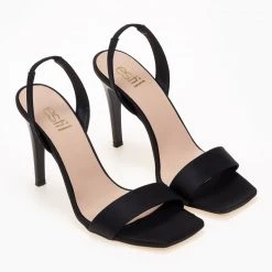 Πέδιλα Estil σατέν με λεπτή φάσα - Μαύρο -Γόβες Εκπτώσεις pedila estil saten me lepti fasa 101804 7su3