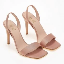 Πέδιλα Estil σατέν με λεπτή φάσα - Nude -Γόβες Εκπτώσεις pedila estil saten me lepti fasa 101805 ke10