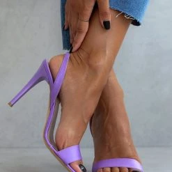 Πέδιλα Estil σατέν με λεπτή φάσα - Λιλά -Γόβες Εκπτώσεις pedila estil saten me lepti fasa 101807 6t9n