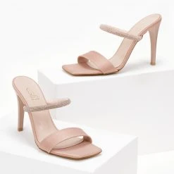 Πέδιλα σατέν με Strass Estil - Nude -Γόβες Εκπτώσεις pedila estil saten me strass 104983 cibj