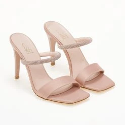 Πέδιλα σατέν με Strass Estil - Nude -Γόβες Εκπτώσεις pedila estil saten me strass 104983 kk37