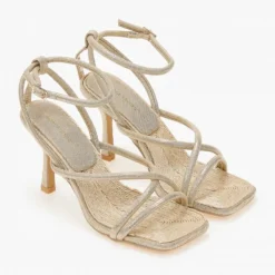 The Fashion Project Πέδιλα Glitter με στρογγυλά λουράκια - Χρυσό -Γόβες Εκπτώσεις pedila glitter me stroggula lourakia 102021 pdcy