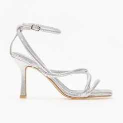 The Fashion Project Πέδιλα Glitter με στρογγυλά λουράκια - Ασημί