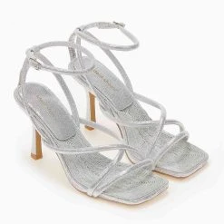 The Fashion Project Πέδιλα Glitter με στρογγυλά λουράκια - Ασημί -Γόβες Εκπτώσεις pedila glitter me stroggula lourakia 102022 57on