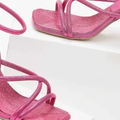 The Fashion Project Πέδιλα Glitter με στρογγυλά λουράκια - Φούξια -Γόβες Εκπτώσεις pedila glitter me stroggula lourakia 102023 86r9