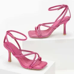 The Fashion Project Πέδιλα Glitter με στρογγυλά λουράκια - Φούξια -Γόβες Εκπτώσεις pedila glitter me stroggula lourakia 102023 blxa