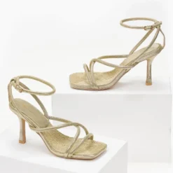 The Fashion Project Πέδιλα Glitter με στρογγυλά λουράκια - Λαχανί -Γόβες Εκπτώσεις pedila glitter me stroggula lourakia 102024 dkf8