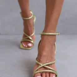 The Fashion Project Πέδιλα Glitter με στρογγυλά λουράκια - Λαχανί