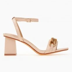 The Fashion Project Πέδιλα καρέ με αλυσίδα - Μπεζ