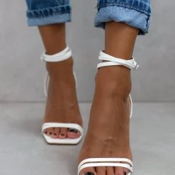 The Fashion Project Πέδιλα καρέ με λεπτά λουράκια - Λευκό