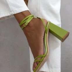The Fashion Project Πέδιλα καρέ με λεπτά λουράκια - Πράσινο -Γόβες Εκπτώσεις pedila kare me lepta lourakia 104668 bzk9