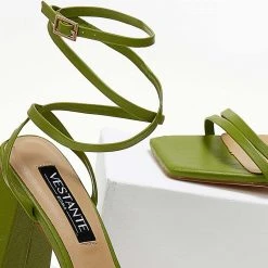 The Fashion Project Πέδιλα καρέ με λεπτά λουράκια - Πράσινο -Γόβες Εκπτώσεις pedila kare me lepta lourakia 104668 s1k6 1