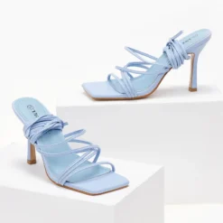 The Fashion Project Πέδιλα Lace Up με λεπτό τακούνι - Γαλάζιο -Γόβες Εκπτώσεις pedila lace up me lepto takouni 101436 9fuk