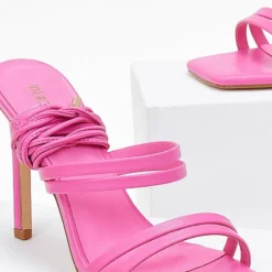 The Fashion Project Πέδιλα Lace Up με λουράκια - Φούξια -Γόβες Εκπτώσεις pedila lace up me lourakia 100899 4pzt