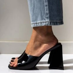 The Fashion Project Mules λουστρίνι με φαρδιά φάσα - Μαύρο