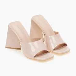The Fashion Project Mules λουστρίνι με φαρδιά φάσα - Nude -Γόβες Εκπτώσεις pedila loustrini me fardia fasa 101453 9md8 1