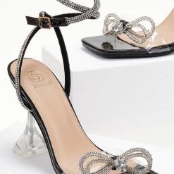 The Fashion Project Πέδιλα με διαφάνεια και ιδιαίτερο τακούνι - Μαύρο -Γόβες Εκπτώσεις pedila me diafaneia kai idiaitero takouni 104806 ssbw