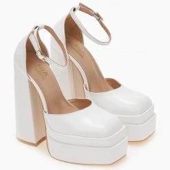 The Fashion Project Πέδιλα με διπλή φιάπα και μπαρέτα - Λευκό -Γόβες Εκπτώσεις pedila me dipli fiapa kai mpareta 103643 air9